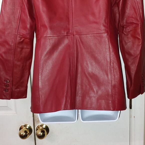 Valerie Stevens red 100% geniune leather jacket  Sz S - Picture 5 of 8